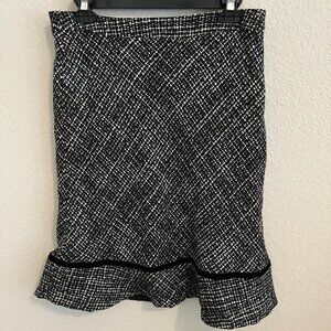 GAP Black /White A-line Tweed Classic Lined Skirt Size 4 Wool Blend Y2K Preppy